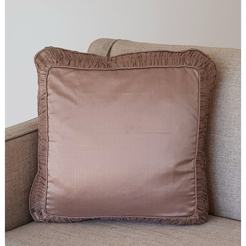Silk - Ruched Border - cushion - square - coffee  